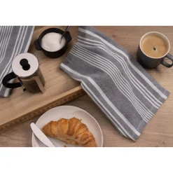 Cuisinart Pack of 2 Antimicrobial Professional Fouta Yarn Dye Tea Towel - Grey Stripe