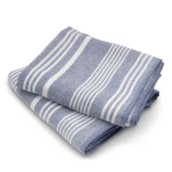 Cuisinart Pack of 2 Antimicrobial Professional Fouta Yarn Dye Tea Towel - Blue Stripe