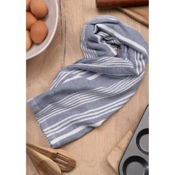 Cuisinart Pack of 2 Antimicrobial Professional Fouta Yarn Dye Tea Towel - Blue Stripe