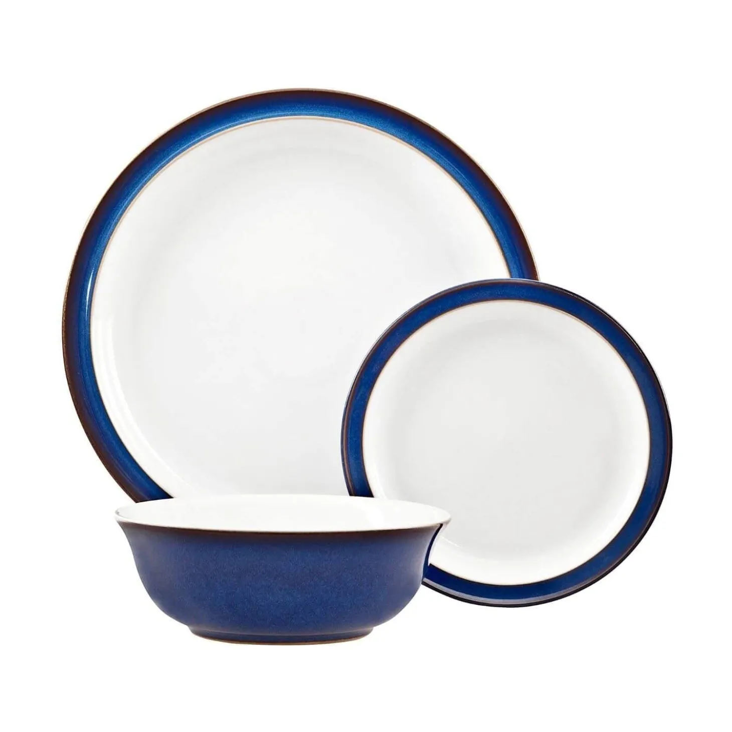 Denby 12 Piece Dinnerware Set - Imperial Blue & White