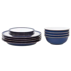 Denby 12 Piece Dinnerware Set - Imperial Blue & White