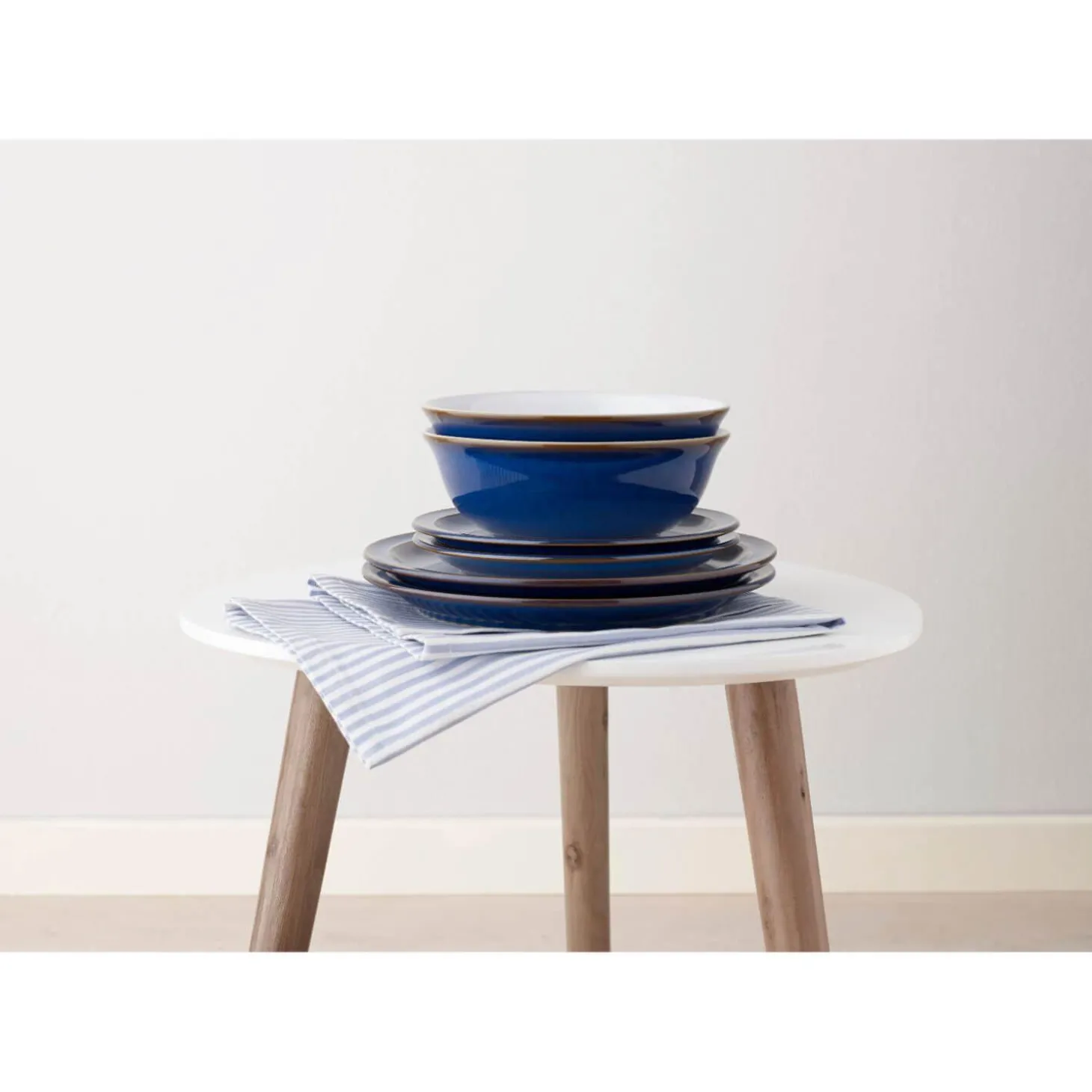 Denby 12 Piece Dinnerware Set - Imperial Blue & White