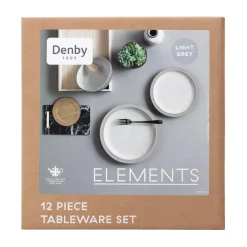 Denby Elements Light Grey Dinnerware Set - 12 Piece