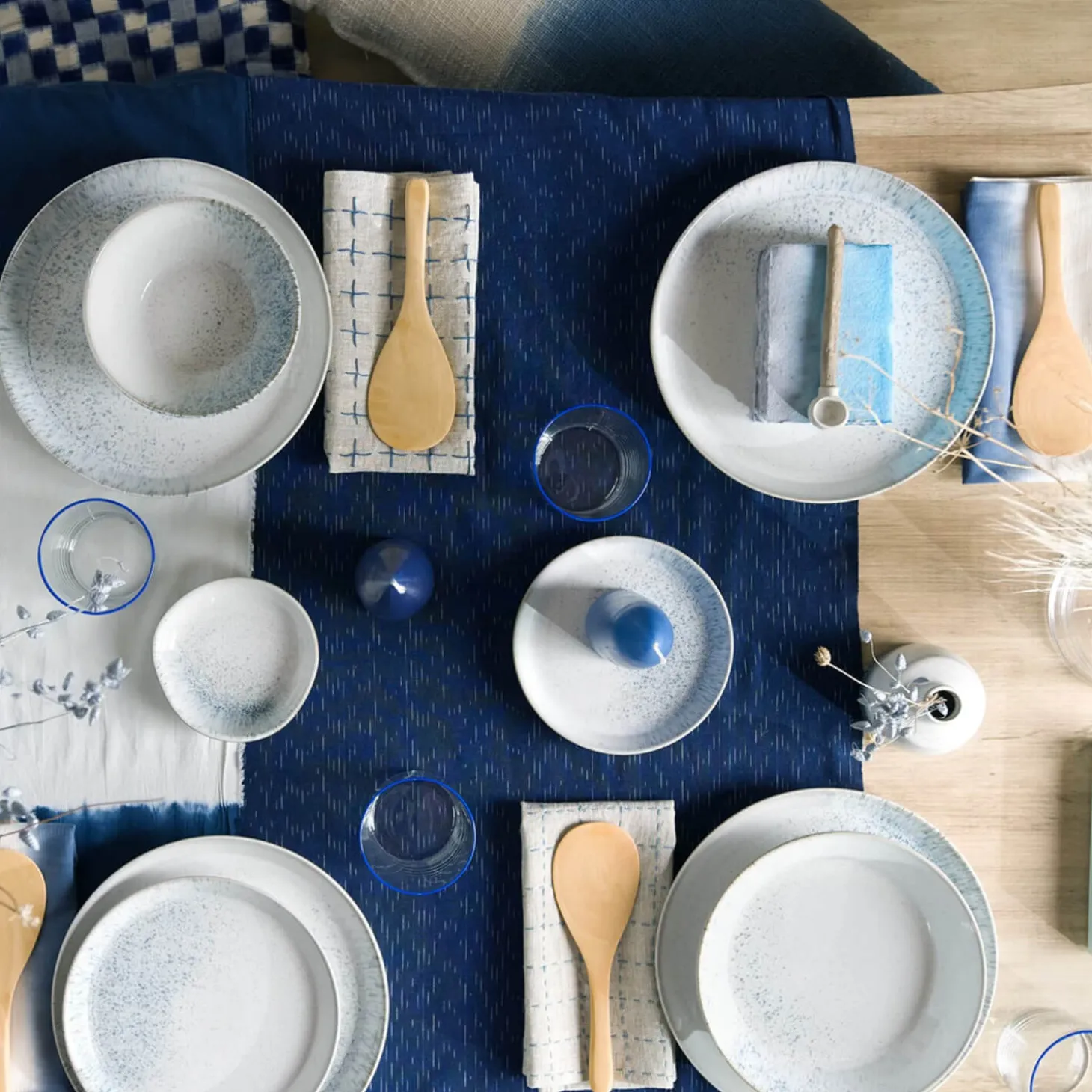 Denby Kiln 12 Piece Dinnerware Set - Blue