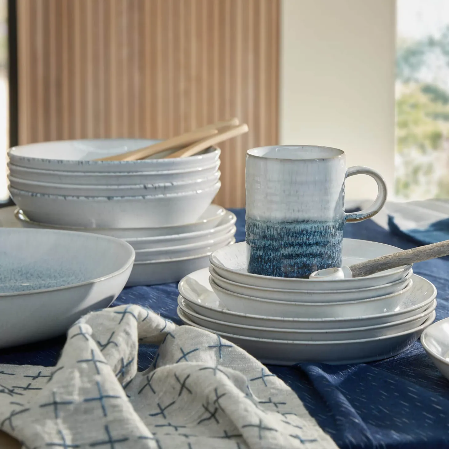 Denby Kiln 12 Piece Dinnerware Set - Blue