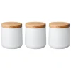 Denby Steel 3 Piece Canister Set With Acacia Wood Lids - Matte White