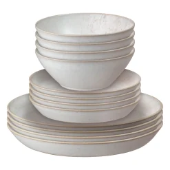Denby Stoneware Kiln 12 Piece Dinnerware Set - Coral