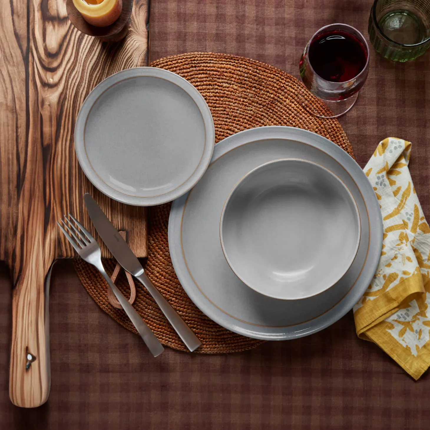 Denby Stoneware 12-Piece Dinnerware Set - Dove Grey