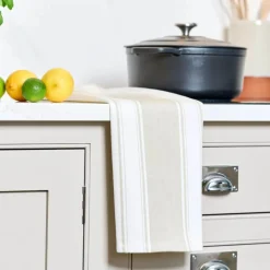 Dexam Love Colour Cotton Striped Tea Towel - Stone