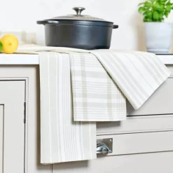 Dexam Love Colour 3-Piece Extra Large Cotton Tea Towels - Stone