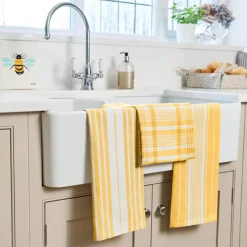 Dexam Love Colour Set of 3 Extra Large Tea Towels - Ochre