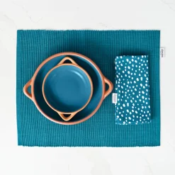 Dexam Sintra 100% Recycled Cotton Spotted Napkin & Placemat Set - Ink Blue