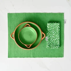 Dexam Sintra 100% Recycled Cotton Spotted Napkin & Placemat Set - Green