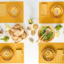 Dexam Sintra 100% Recycled Cotton Spotted Napkin & Placemat Set - Ochre