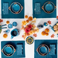 Dexam Sintra Glazed Terracotta Olive Dish - Ink Blue