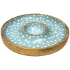 Dexam Sintra Mango Wood Spotted Chip & Dip Bowl - Duck Egg