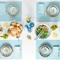 Dexam Sintra Mango Wood Spotted Salad Servers - Duck Egg