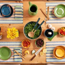 Dexam Sintra Mango Wood Spotted Salad Bowl - Ink Blue