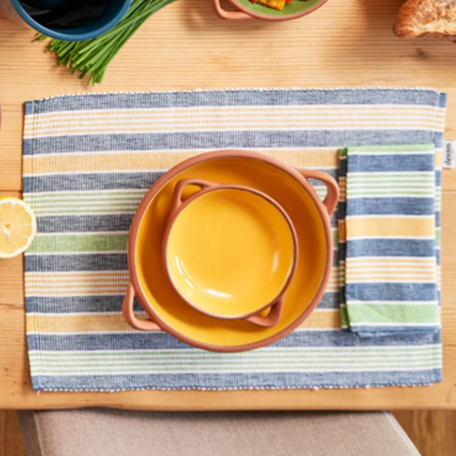 Dexam Sintra Recycled Cotton Striped Napkin & Placemat Set