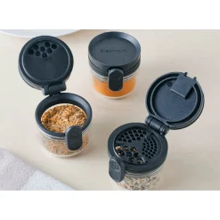 Dreamfarm Orlid Stackable Glass Jar with Double Lid - Black