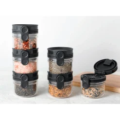 Dreamfarm Orlid Stackable Glass Jar with Double Lid - Black