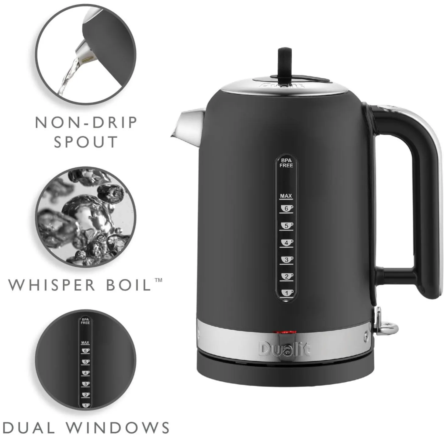 Dualit Classic 72785 1.7 Litre Cordless Kettle - Matt Black