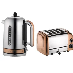 Dualit Classic 1.7 Litre Jug Kettle & 4-Slice Toaster Set - Copper & Chrome