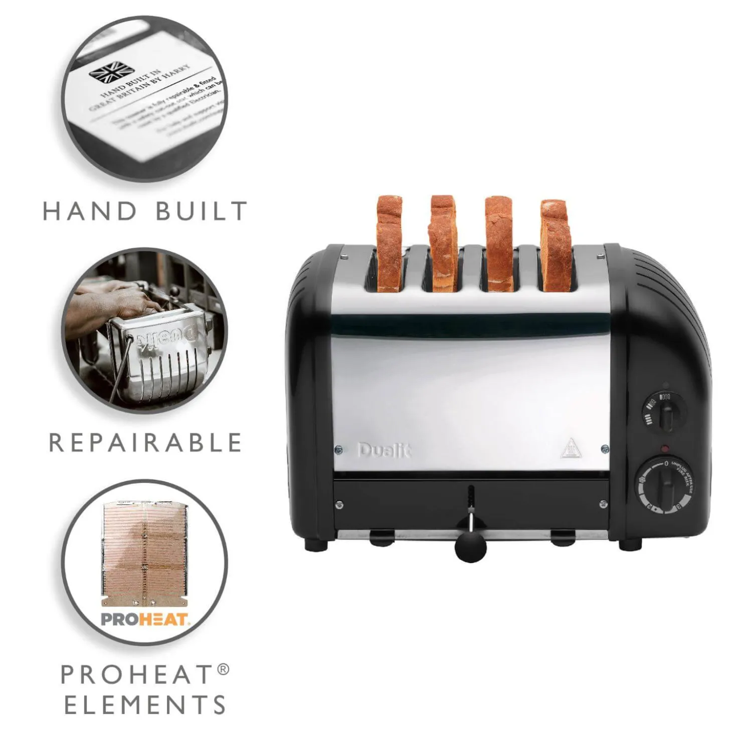 Dualit Classic Vario AWS 40370 4 Slice Toaster - Matt Black