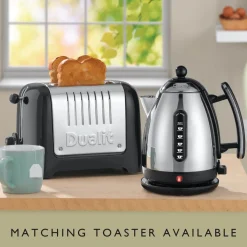 Dualit Lite 1.5 Litre Jug Kettle & 2-Slice Toaster Set - Black & Stainless Steel