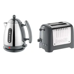 Dualit Lite Jug Kettle & 2 Slice Toaster Set - Polished Grey