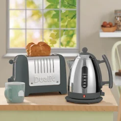 Dualit Lite Jug Kettle & 2 Slice Toaster Set - Polished Grey