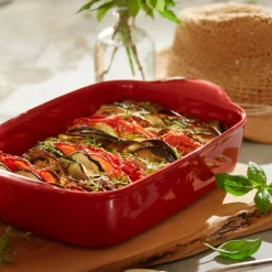 Emile Henry 29cm Small Rectangular Earthenware Dish - Burgundy