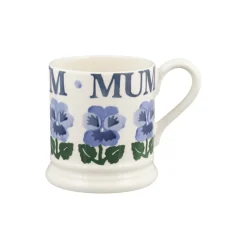 Emma Bridgewater Half Pint Mug - Blue Pansies - Mum