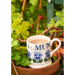 Emma Bridgewater Half Pint Mug - Blue Pansies - Mum