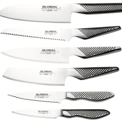 Global Knives Earth-Tsuchi 7 Piece Kitchen Knife Block Set - White