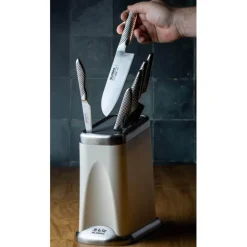 Global Knives Earth-Tsuchi 7 Piece Kitchen Knife Block Set - White