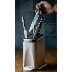 Global Knives Earth-Tsuchi 7 Piece Kitchen Knife Block Set - White