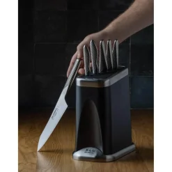 Global Knives Fire-Hi 7 Piece Kitchen Knife Block - Black