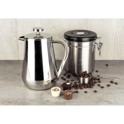 Grunwerg Cafe Ole Double Wall Stainless Steel Cafetiere - 6 Cup