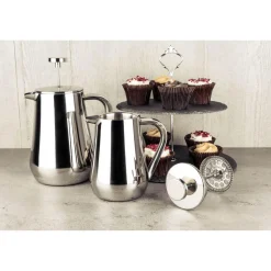 Grunwerg Cafe Ole Double Wall Stainless Steel Cafetiere - 8 Cup