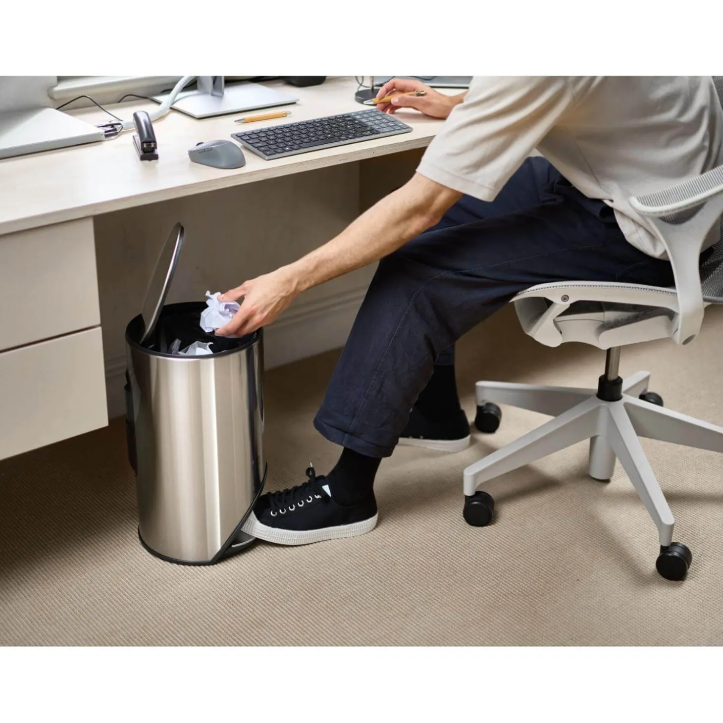 Joseph Joseph Arc 10 Litre Easy-Push Pedal Bin - Stainless Steel