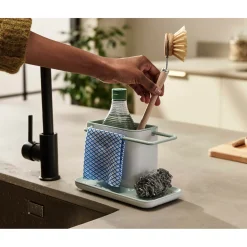 Joseph Joseph Caddy Sink Tidy - Light Stone & Sage Green