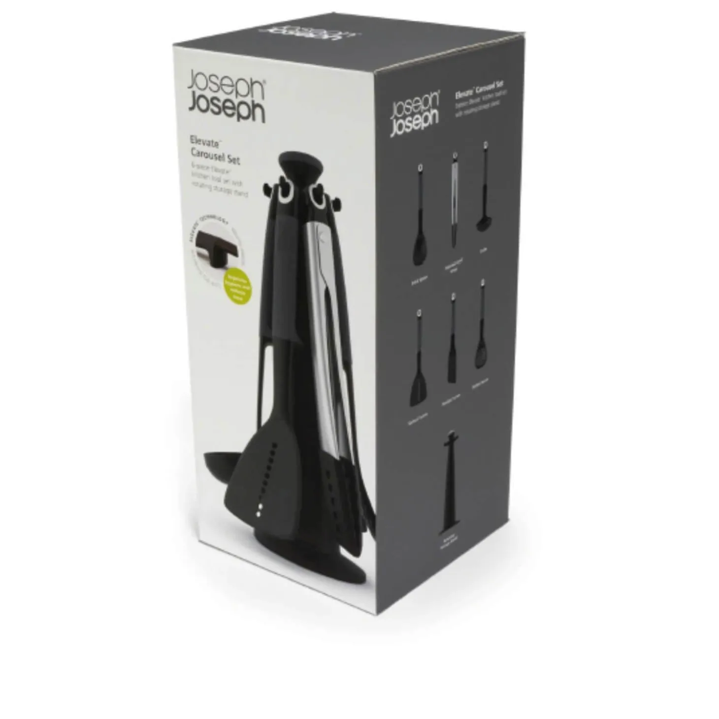 Joseph Joseph Elevate 6 Piece Carousel Utensil Set With Tongs - Grey