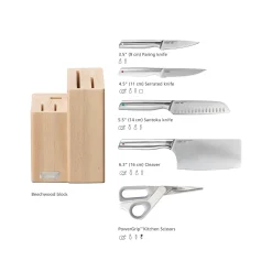 Joseph Joseph Elevate Fusion 5-Piece Knife & Scissor Set with Beechwood Block