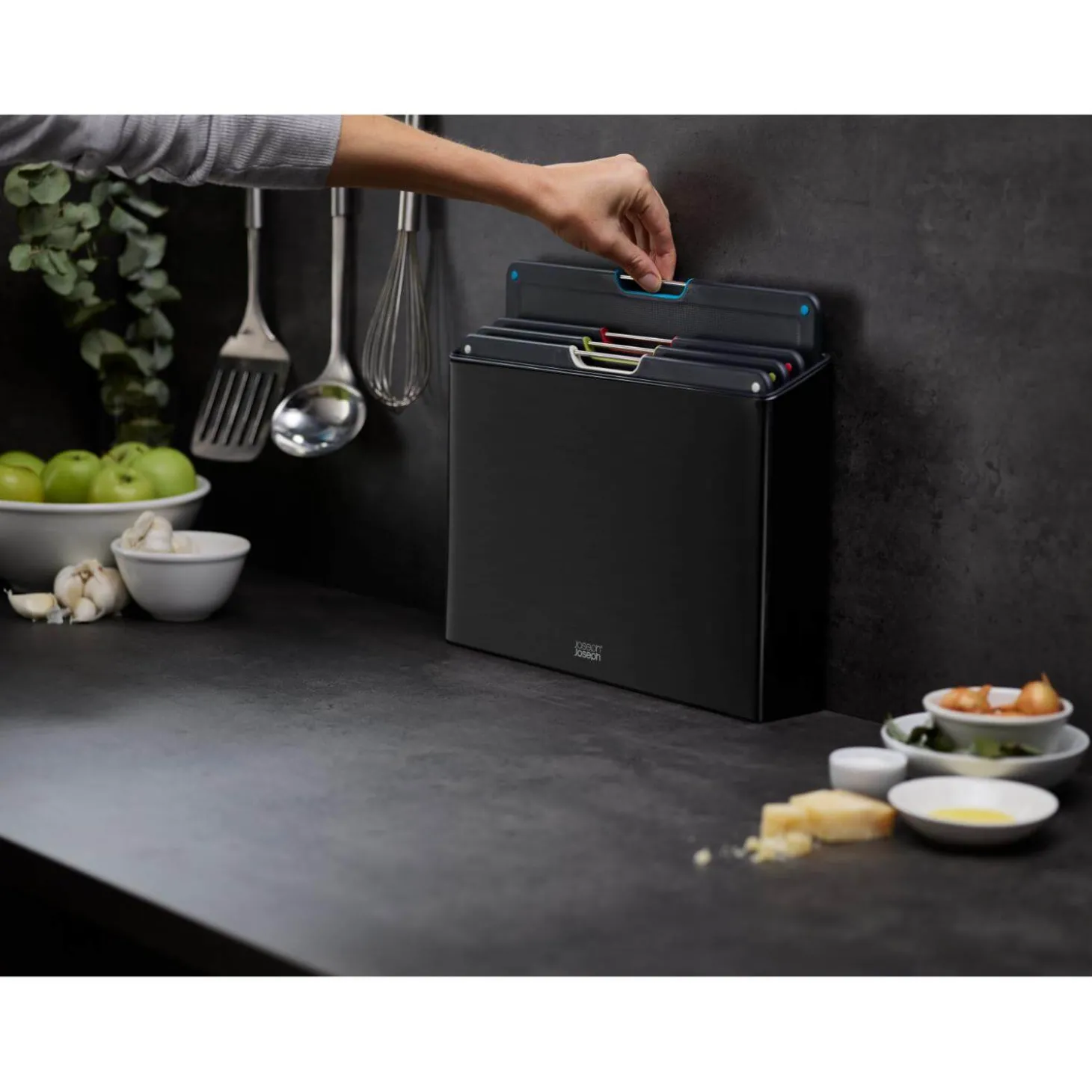 Joseph Joseph Folio Steel 4-Piece Chopping Board Set - Carbon Black