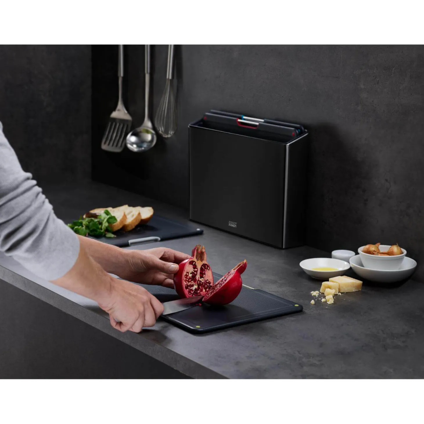 Joseph Joseph Folio Steel 4-Piece Chopping Board Set - Carbon Black