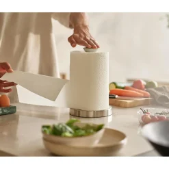 Joseph Joseph Push&Tear Kitchen Roll Holder - Light Stone