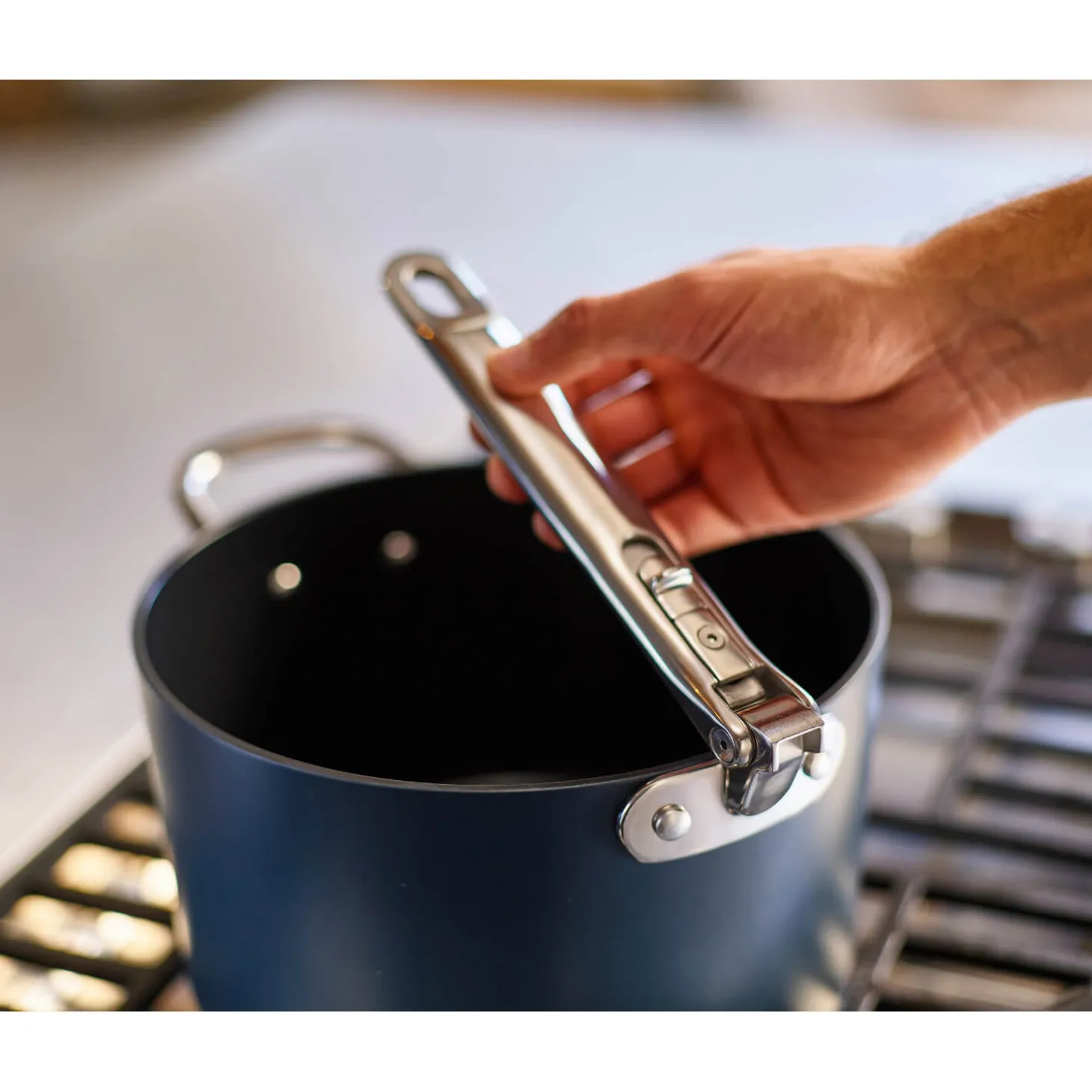 Joseph Joseph Space 23cm Non-Stick Folding Handle Saucepan & Lid - Midnight Blue