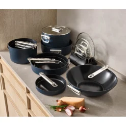 Joseph Joseph Space 2-Piece Non-Stick Folding Handle Frying Pan Set - Midnight Blue