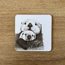 Katherine Sheard Coaster - Mum And Baby Otter